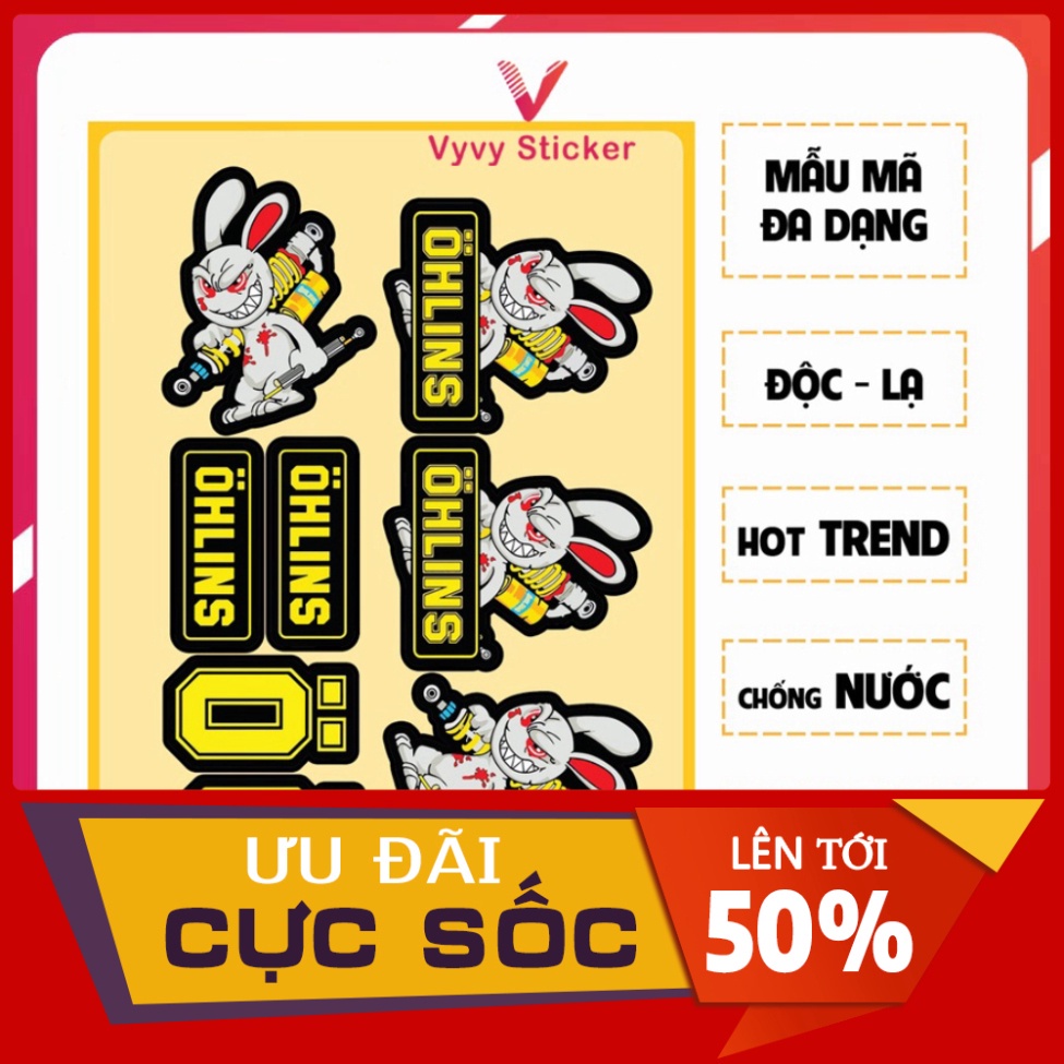 Bộ 10 sheet sticker dán đa năng cho laptop, sổ tay, mũ bảo hiểm và vali, chất liệu chống nước và bền màu.