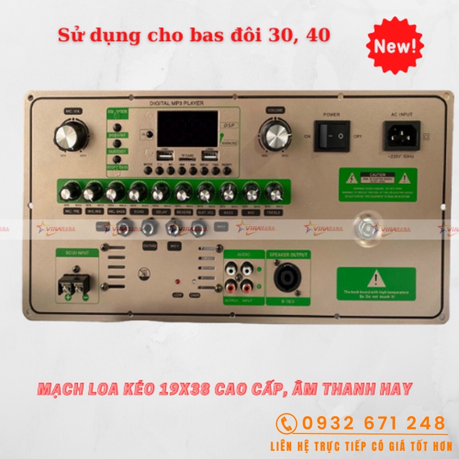 Mạch loa kéo công suất lớn, bluetooth, 12v có Reverb 2021, 4 tấc, 5 tấc đôi - âm thanh hay