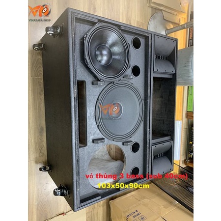 Vỏ thùng loa kéo 3 bass, 2 bass 30cm 1 bass sub 40cm, ván ép, hộc cao chất lượng