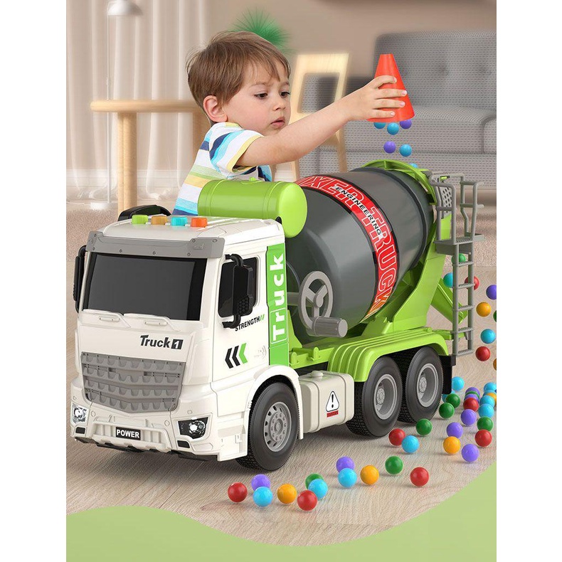 Đồ Chơi Xe Tải Trộn Xi Măng Cỡ Lớn Mô Hình Mô Phỏng Xe Cẩu Quá Khổ Cho Bé Trai Bé Gái