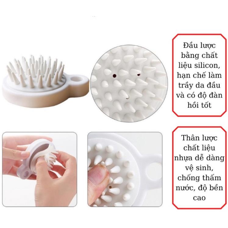Lược gội đầu silicon mát xa da đầu, giảm rụng kích thích mọc tóc (Trắng)