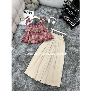 Rập giấy thiết kế, rập giấy set bộ nữ áo hai dây chun ngực bèo xoè và quần xuông rộng, Rập giấy cắt sẵn