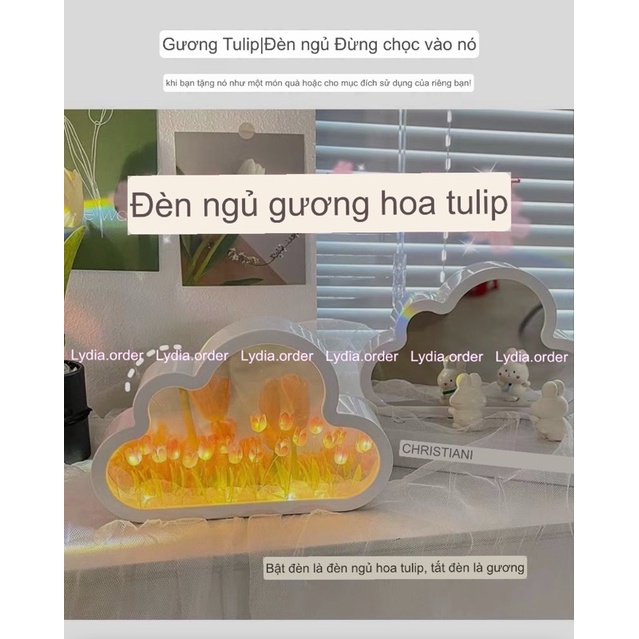 Đèn ngủ gương hoa tulip [Order 15 ngày]