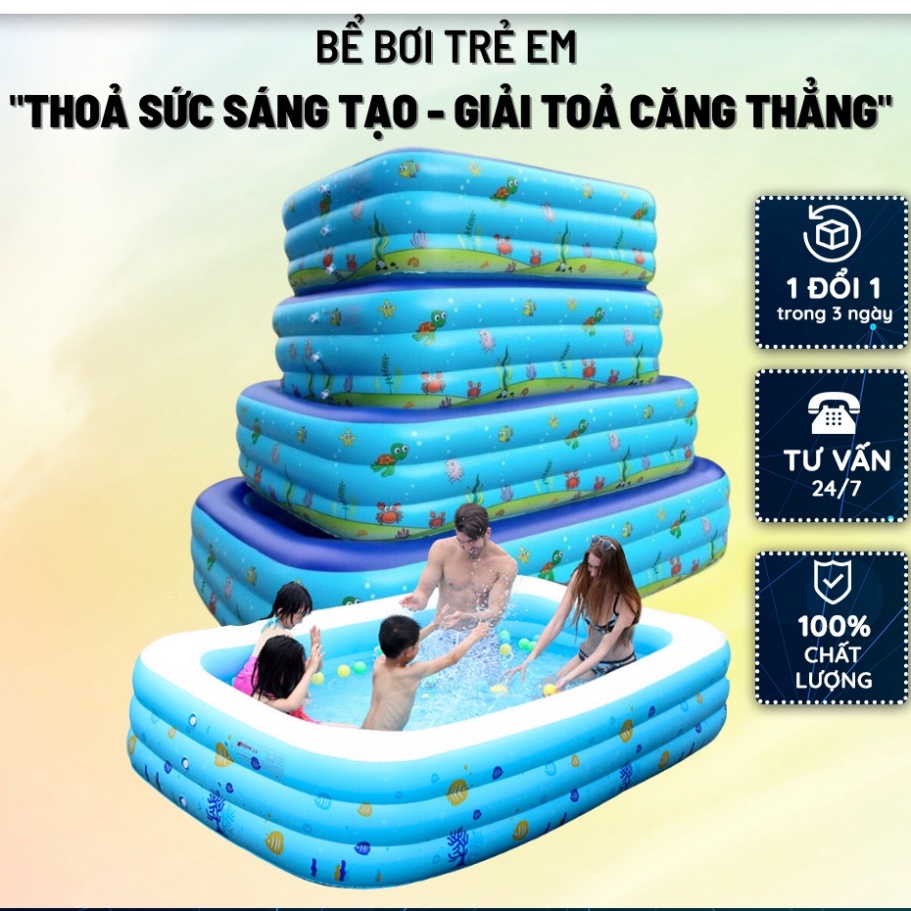Bể Bơi, Phao Bơi Cho Bé, Gia Đình 2m6 3 Tầng, 2m1 3 Tầng, 1m8 3 Tầng, 1m5 3 Tầng, 1m3 3 Tầng Kèm Miếng Vá HOT 2023