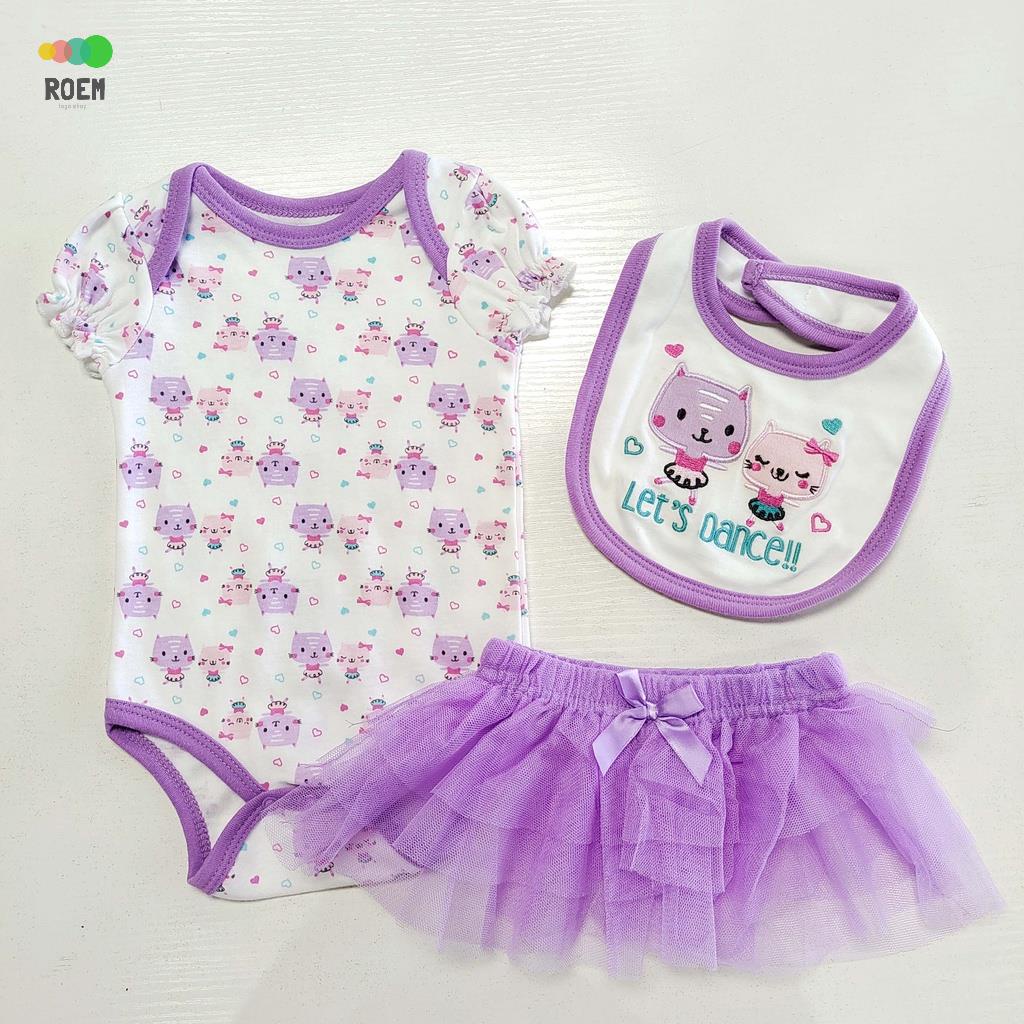 Bộ ba món váy bướm (áo liền quần + yếm váy) jumpsuit quà tặng trẻ em