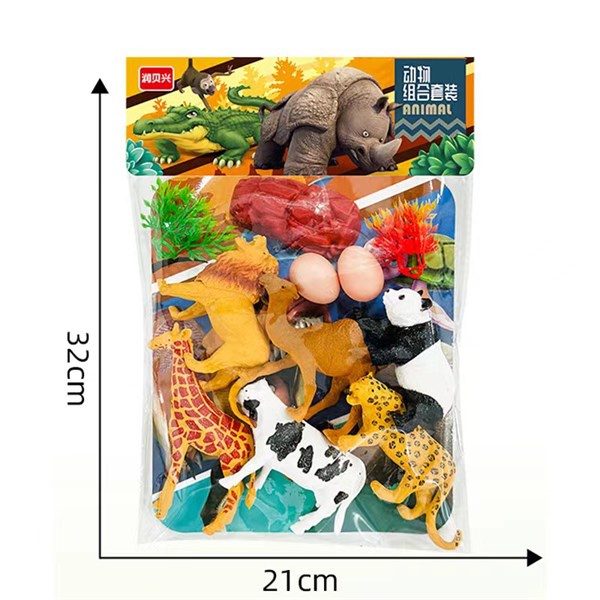 Túi đồ chơi thú dẻo, hươu cao cổ, gấu trúc, bò sữa, sư tử, lạc đà 388-144