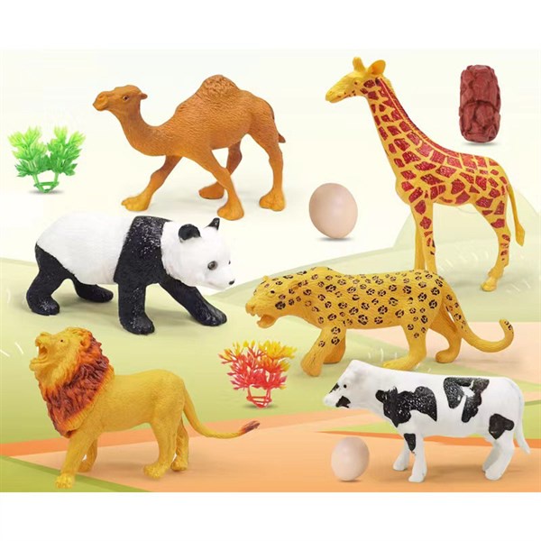 Túi đồ chơi thú dẻo, hươu cao cổ, gấu trúc, bò sữa, sư tử, lạc đà 388-144