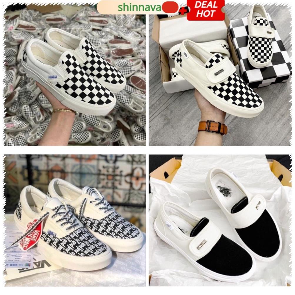 Giày vans dán caro đen trắng , Giày thể thao vans caro buộc dây , lười caro , đen old skool