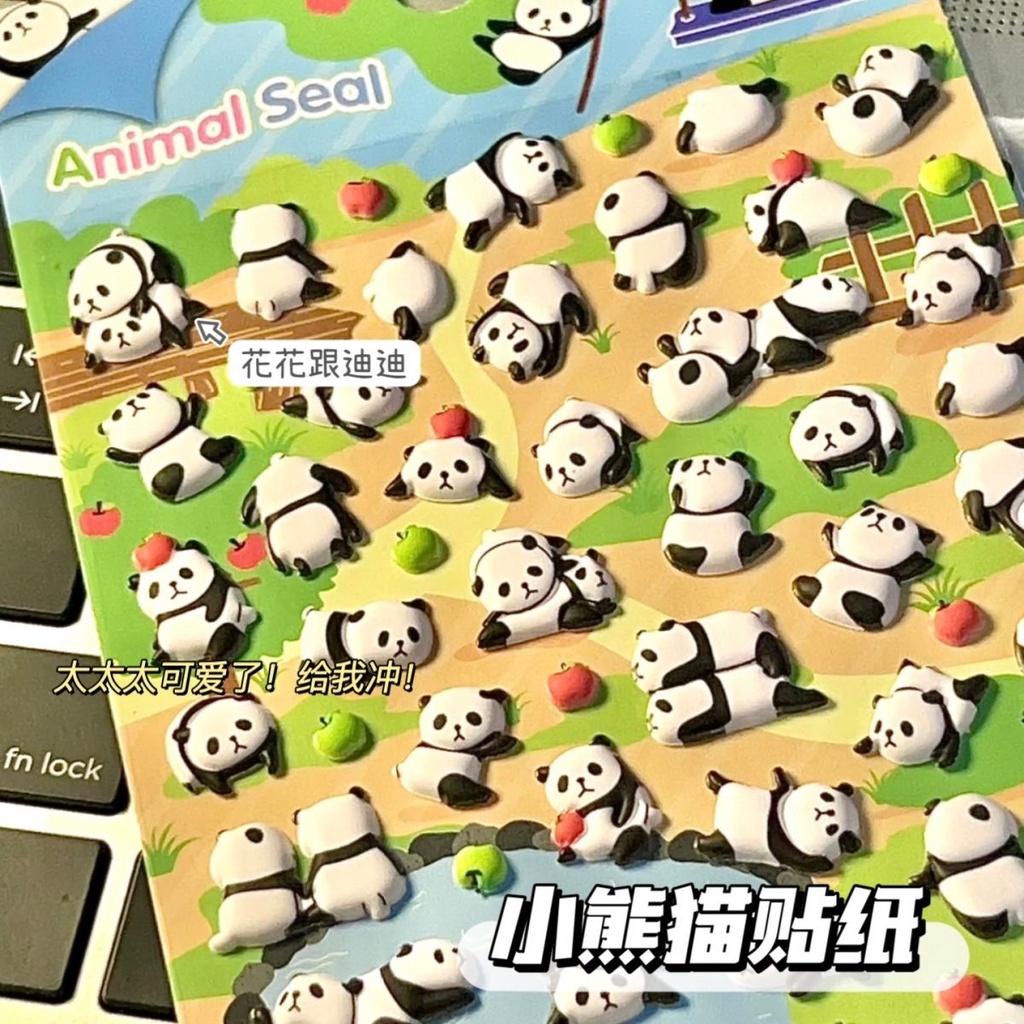 Sticker Ba Chiều Hình Gấu Trúc Hoạt Hình Dễ Thương Trang Trí Ốp Điện Thoại 5.3