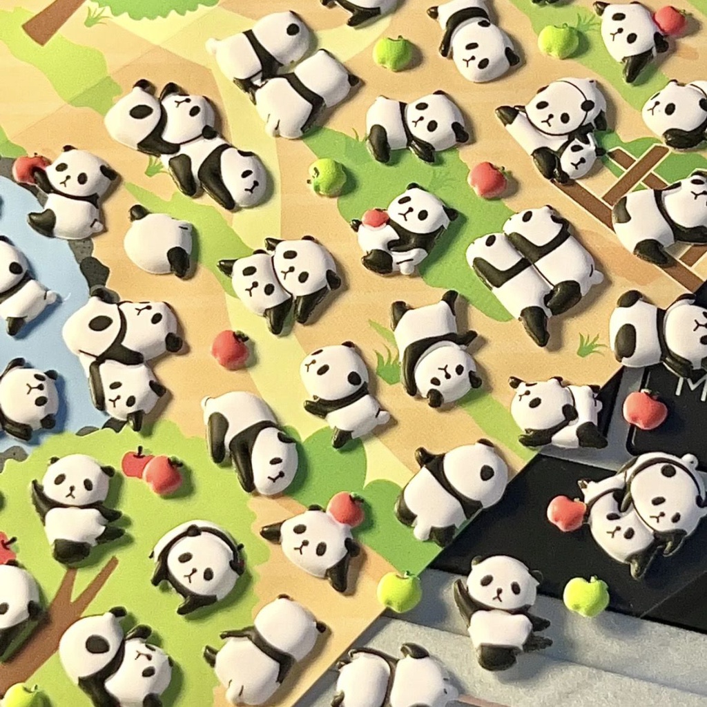 Sticker Ba Chiều Hình Gấu Trúc Hoạt Hình Dễ Thương Trang Trí Ốp Điện Thoại 5.3