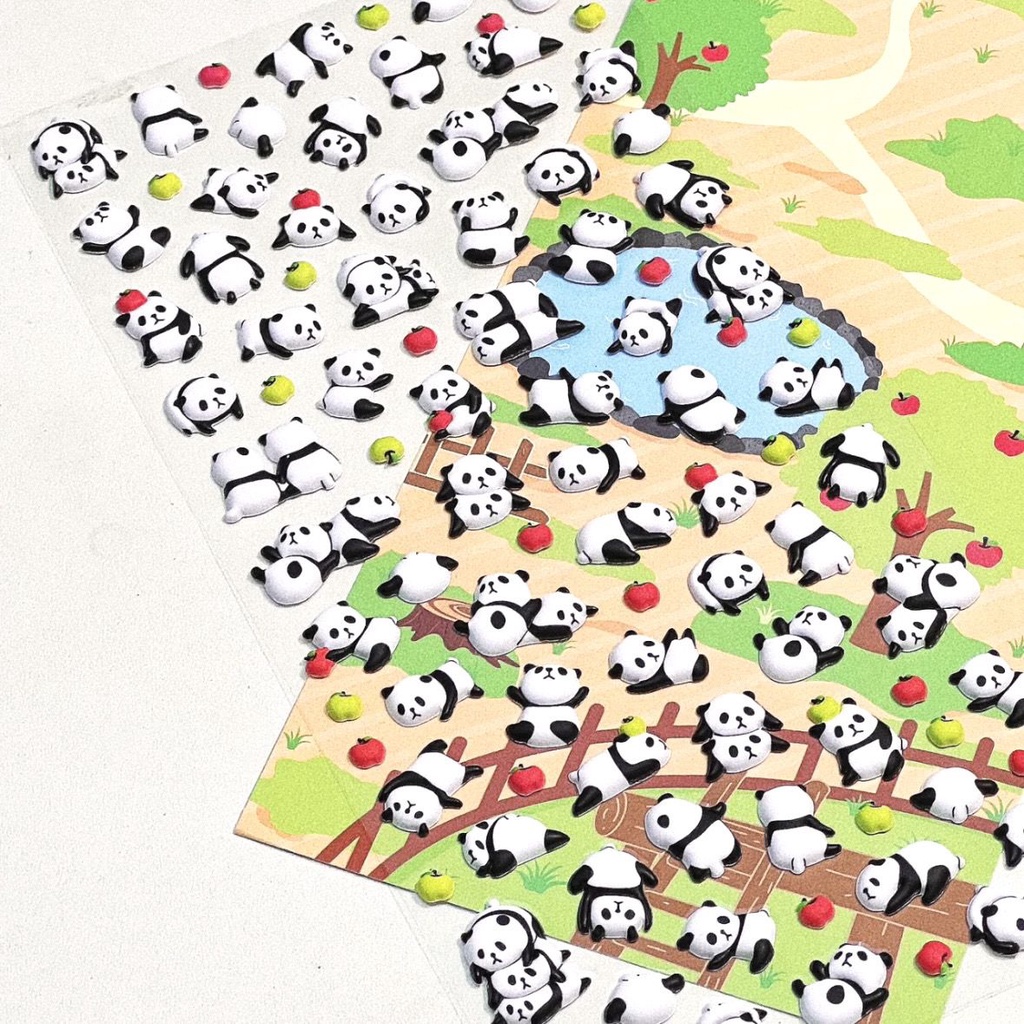 Sticker Ba Chiều Hình Gấu Trúc Hoạt Hình Dễ Thương Trang Trí Ốp Điện Thoại 5.3