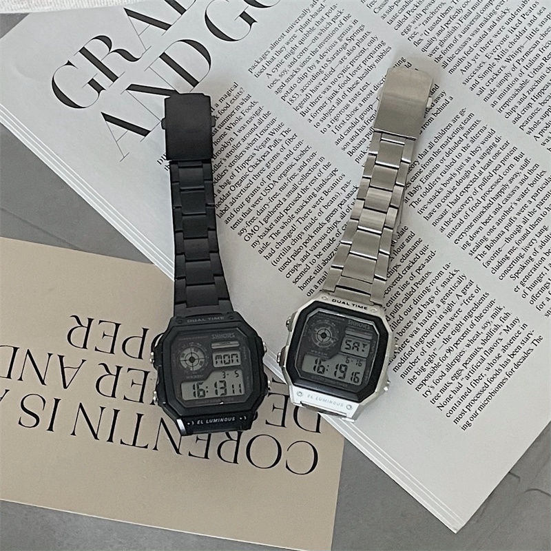 Đồng Hồ Đeo Tay Mặt Vuông Bằng Thép Thương Hiệu niche Cá Tính Cao Cấp Phong Cách Harajuku Đơn Giản Dành Cho Học Sinh Nam