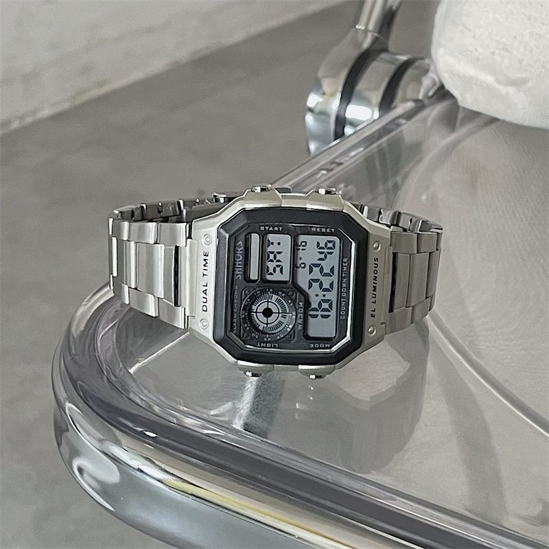 Đồng Hồ Đeo Tay Mặt Vuông Bằng Thép Thương Hiệu niche Cá Tính Cao Cấp Phong Cách Harajuku Đơn Giản Dành Cho Học Sinh Nam