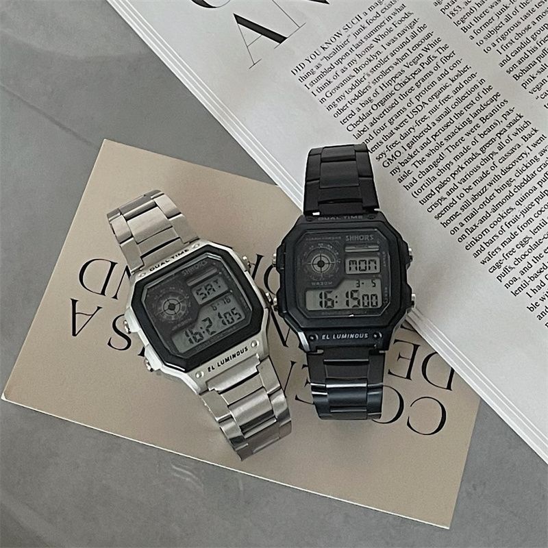 Đồng Hồ Đeo Tay Mặt Vuông Bằng Thép Thương Hiệu niche Cá Tính Cao Cấp Phong Cách Harajuku Đơn Giản Dành Cho Học Sinh Nam