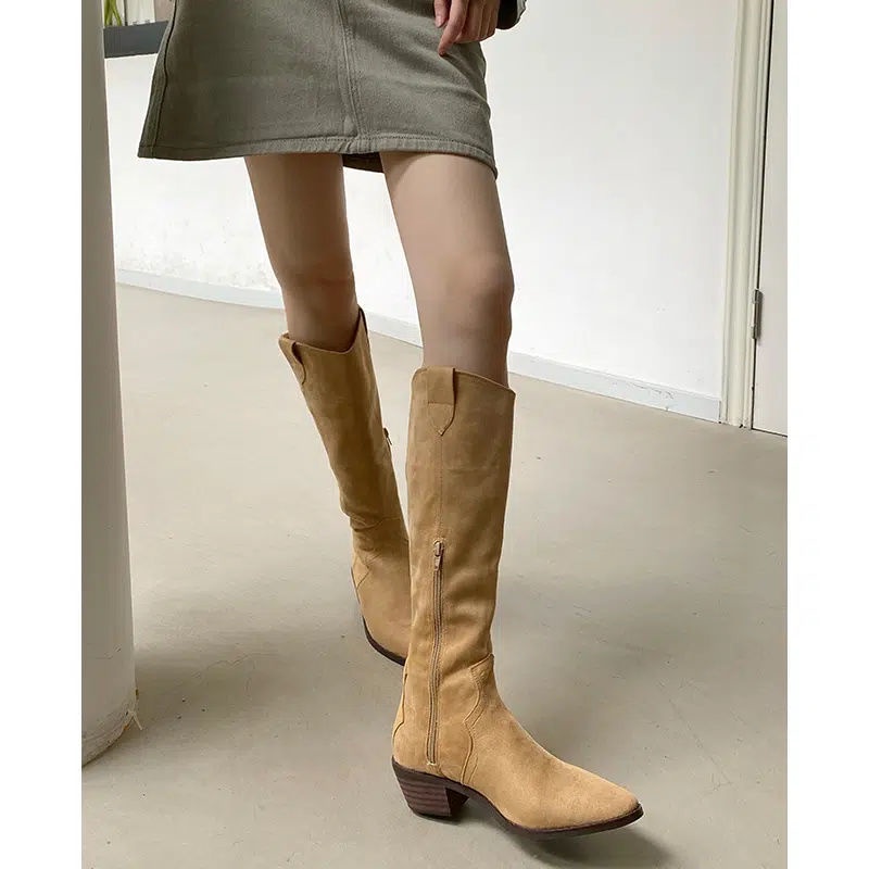 Bốt Cao Bồi Phong Cách Retro Phương Tây Mẫu Mới 2022 Thời Trang Thu Đông Dành Cho Nữ