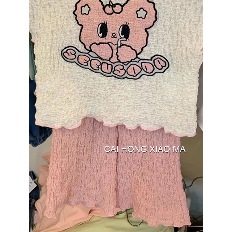 Áo Thun Tay Ngắn In Hình Gấu Thời Trang Mùa Hè Hàn Quốc 2023 Mới Cho Bé Gái