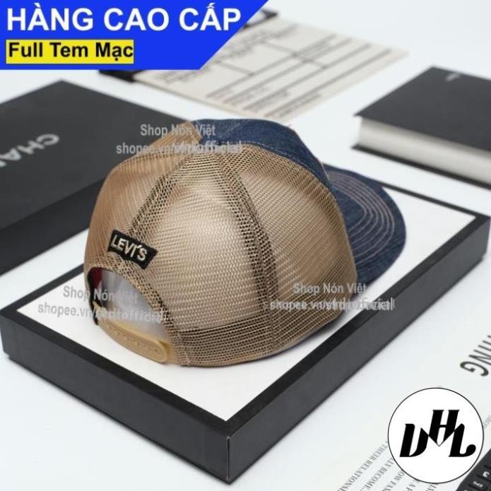 Mũ Lưỡi Trai Nón Kết LEVI'S Thêu Logo Tròn Vải Kaki Jean Màu Xanh Phối Lưới Nâu Form Đứng Thời Trang Cao Cấp Vừa M