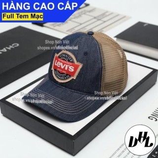 Mũ lưỡi trai nón kết levi's thêu logo tròn vải kaki jean màu xanh phối lưới nâu form đứng thời trang cao cấp vừa m