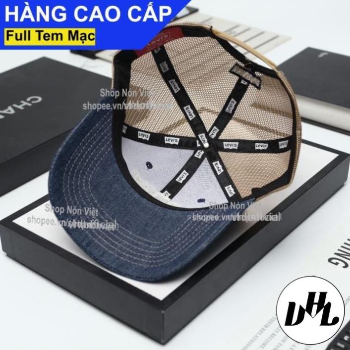 Mũ Lưỡi Trai Nón Kết LEVI'S Thêu Logo Tròn Vải Kaki Jean Màu Xanh Phối Lưới Nâu Form Đứng Thời Trang Cao Cấp Vừa M