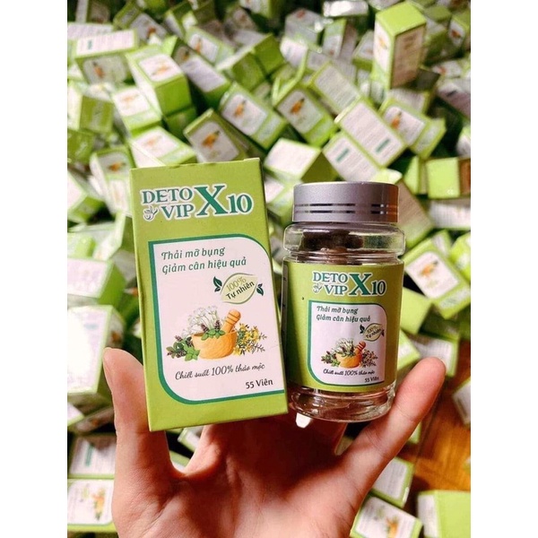 Giảm Cân Xổ Mỡ Detox Vip X10 Hộp 55v Chính Hẵng