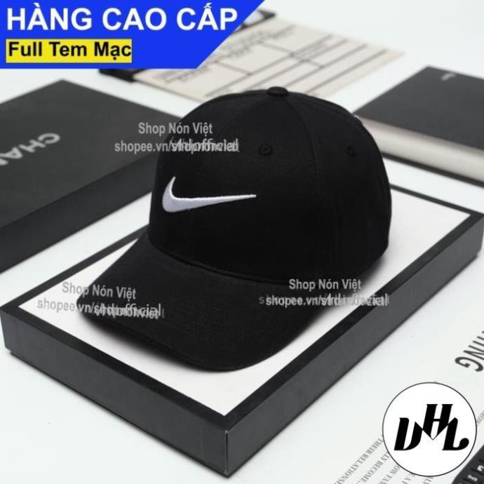 Mũ Lưỡi Trai Nón Kết Thể Thao NIKE Kiểu Dáng Cơ Bản Logo Thêu Lớn Vải Kaki Cotton Màu Đen Form Đứng Thời Trang Cao