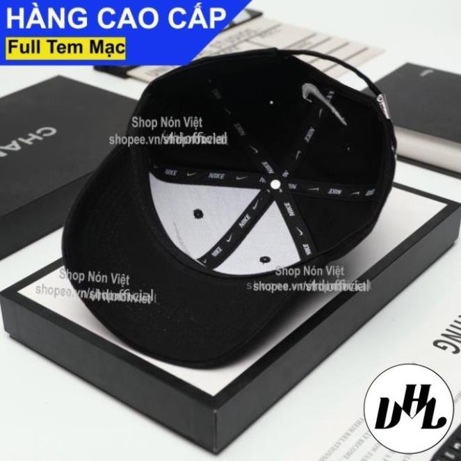 Mũ Lưỡi Trai Nón Kết Thể Thao NIKE Kiểu Dáng Cơ Bản Logo Thêu Lớn Vải Kaki Cotton Màu Đen Form Đứng Thời Trang Cao