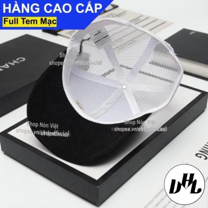 Mũ Lưỡi Trai Nón Kết New York Thêu Pu.m.a Bên Hông Phối Lưới Thoáng Mát Vải Kaki Cotton Màu Đen Trắng Form Đứng