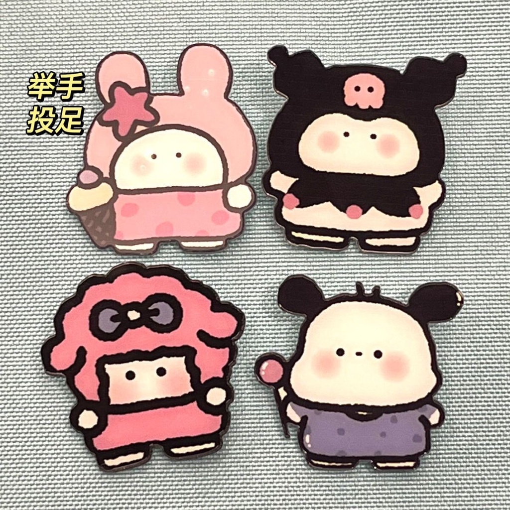 Ghim Cài Áo Hình Chó Mèo Sanrio Pacha Trong Suốt Dễ Thương