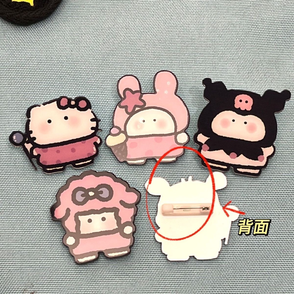 Ghim Cài Áo Hình Chó Mèo Sanrio Pacha Trong Suốt Dễ Thương