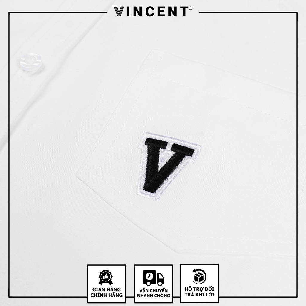 Áo sơ mi Vincent V logo White/ Dark blue/ Green/ Copper Brown | BigBuy360 - bigbuy360.vn