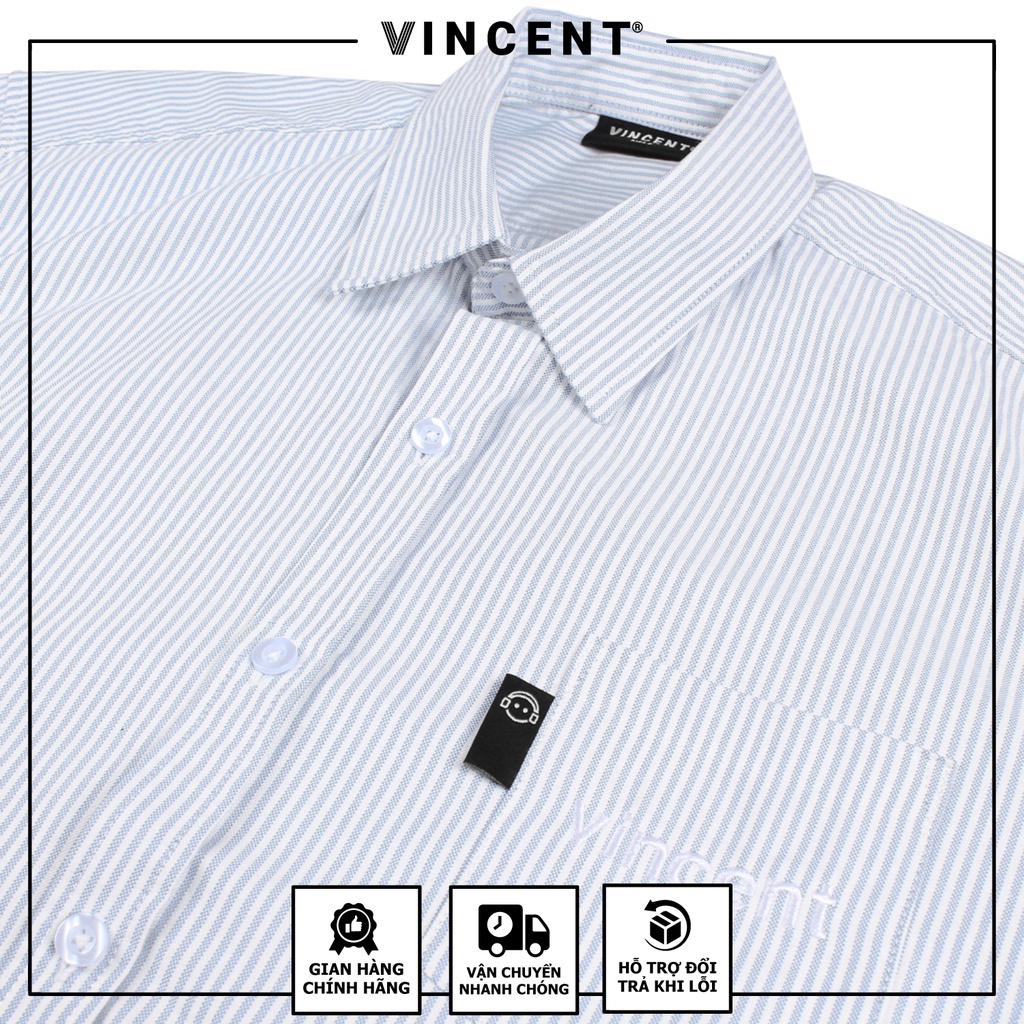 Áo sơ mi Tay dài Vincent Oxford Sọc Xanh/Sọc xám Có Túi | BigBuy360 - bigbuy360.vn