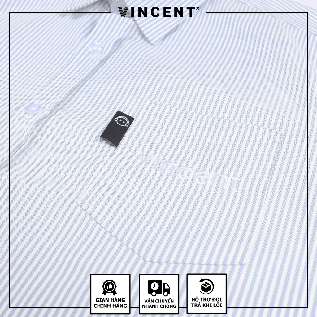 Áo sơ mi Tay dài Vincent Oxford Sọc Xanh/Sọc xám Có Túi | BigBuy360 - bigbuy360.vn