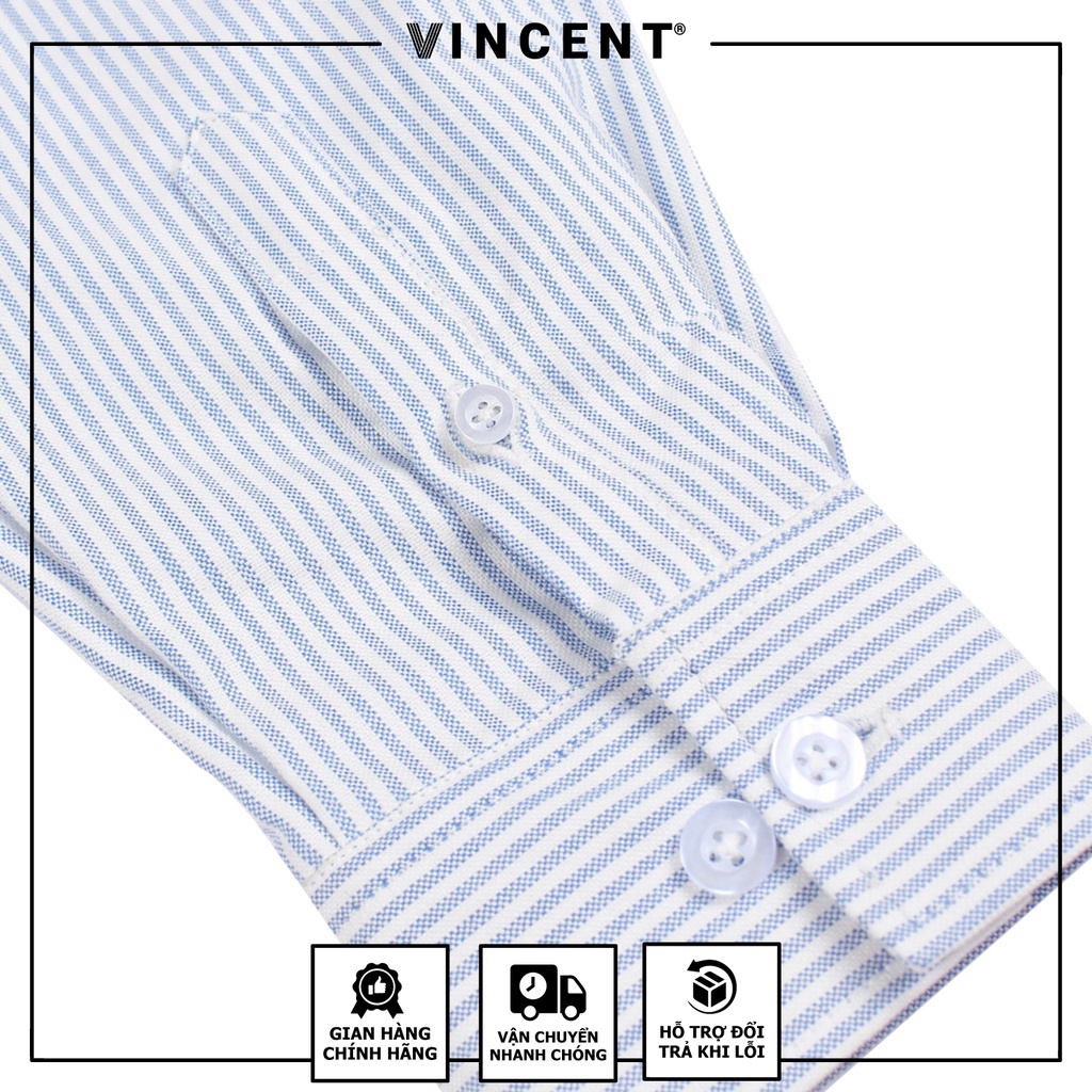 Áo sơ mi Tay dài Vincent Oxford Sọc Xanh/Sọc xám Có Túi | BigBuy360 - bigbuy360.vn