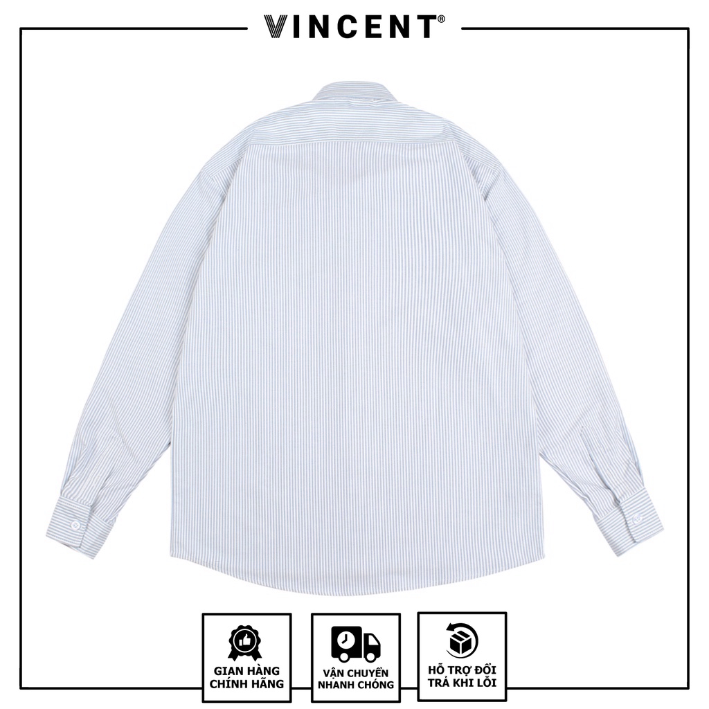 Áo sơ mi Tay dài Vincent Oxford Sọc Xanh/Sọc xám Có Túi | BigBuy360 - bigbuy360.vn