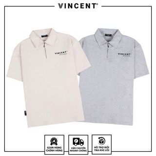 Áo Polo Zipper Vincent Cream/ Grey