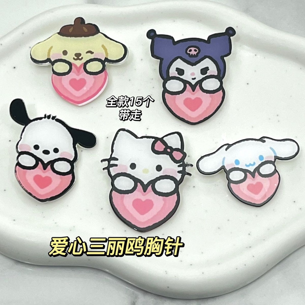 Ghim Cài Áo Trong Suốt Hình Sanrio Dễ Thương Phong Cách Phương Tây