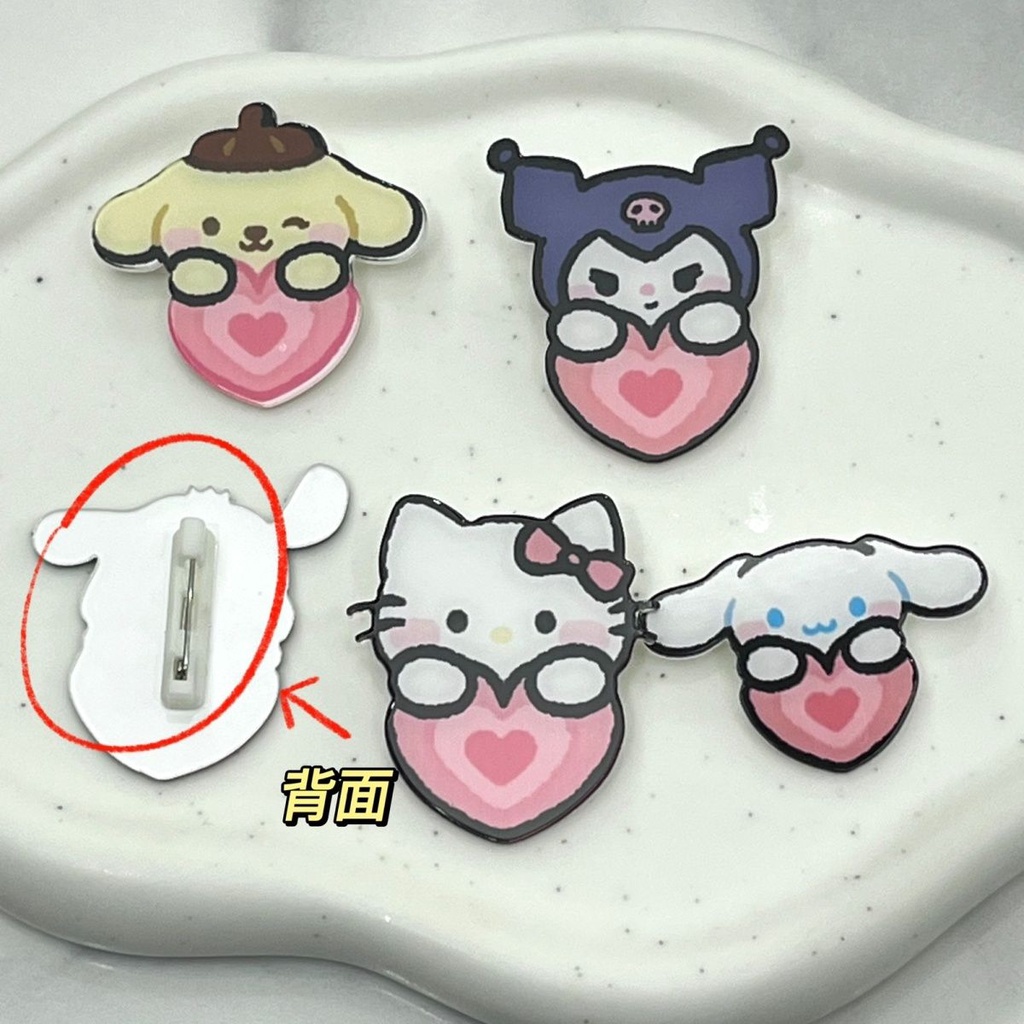 Ghim Cài Áo Trong Suốt Hình Sanrio Dễ Thương Phong Cách Phương Tây