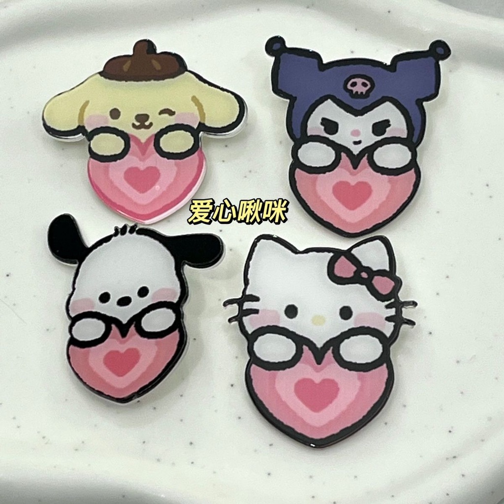 Ghim Cài Áo Trong Suốt Hình Sanrio Dễ Thương Phong Cách Phương Tây