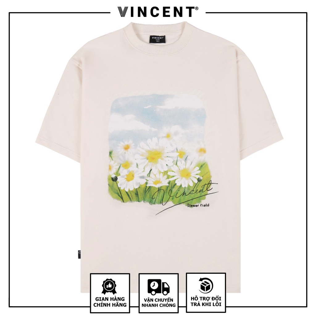 Áo Thun Da Cá Unisex Flower Field Vincent, Chất Thun Cotton Thoáng Mát, Vải Mềm Mịn, Thấm Hút Mồ Hôi, Tôn Dáng Chuẩn
