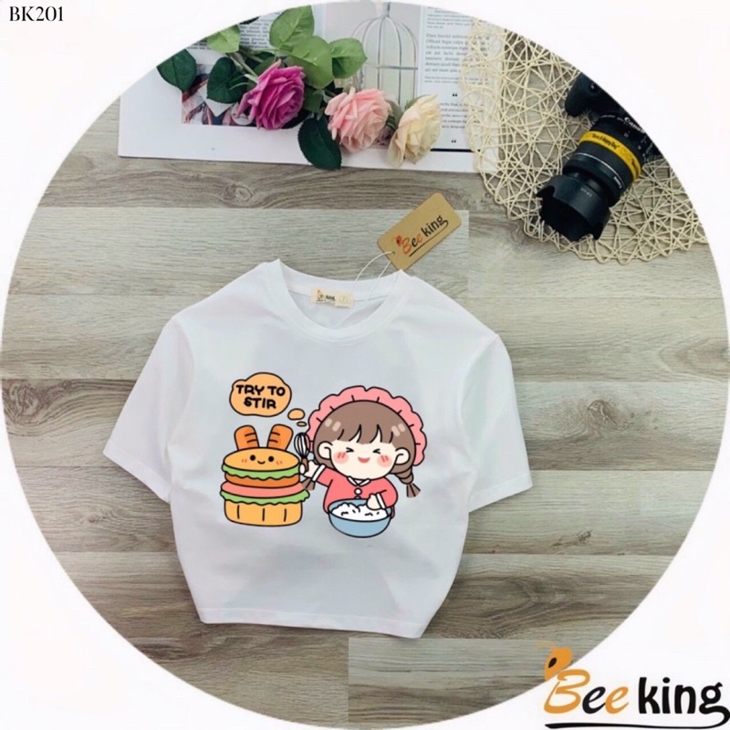 Áo Thun Form Lửng Bé Gái Try To Stir BK201 Size 8-25kg - BeeKing - SevenPoro