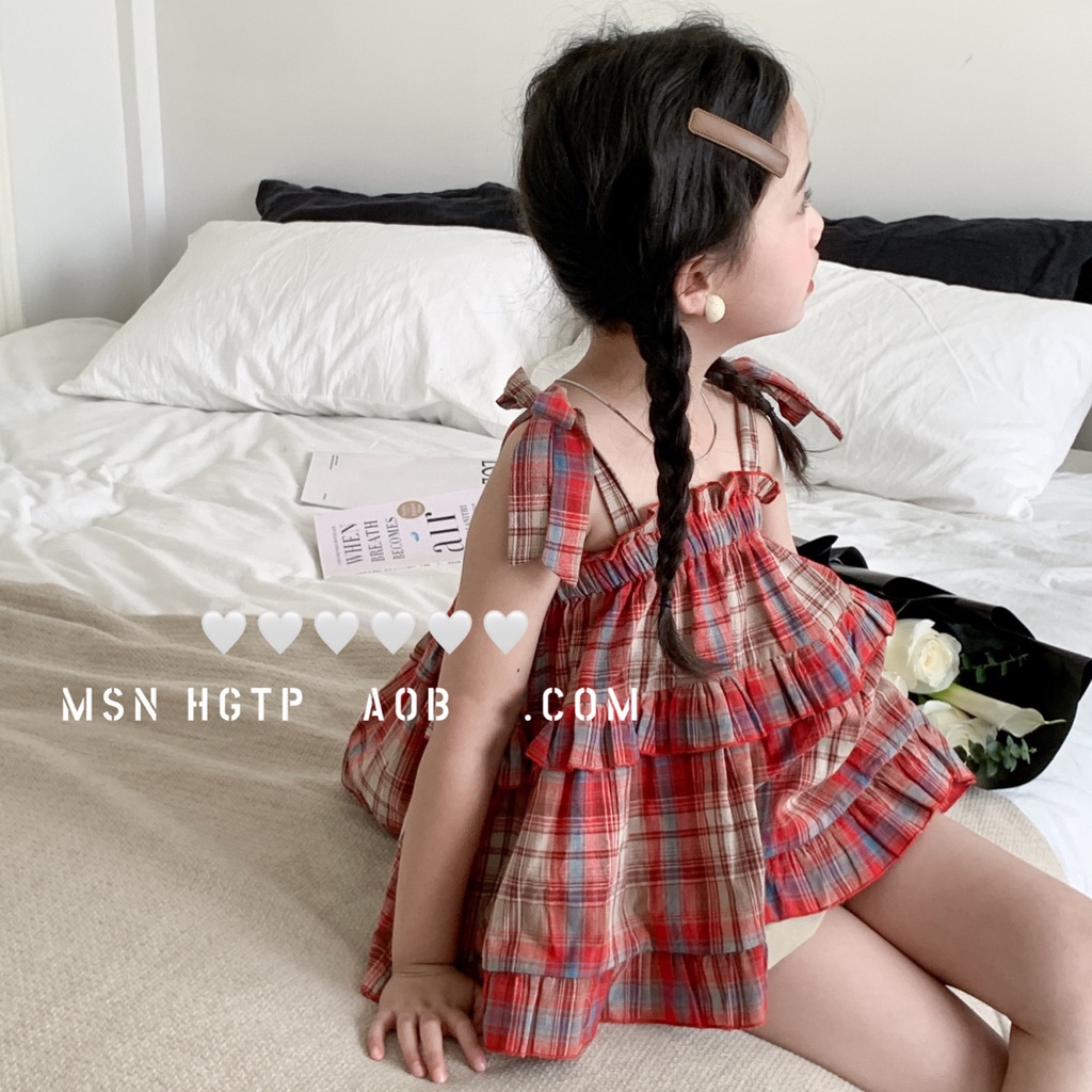 Áo Đầm Hai Dây Họa Tiết Kẻ Ô Thời Trang Mùa Hè 2023 Dành Cho Mẹ Và Bé Gái