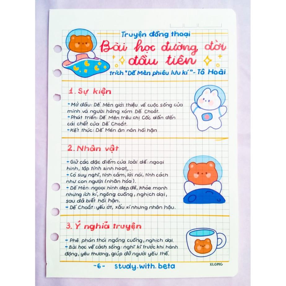 Sổ giấy trang trí văn 6 chương trình CHÂN TRỜI SÁNG TẠO TẶNG KÈM STICKER CUTE VÀ NHÃN VỞ