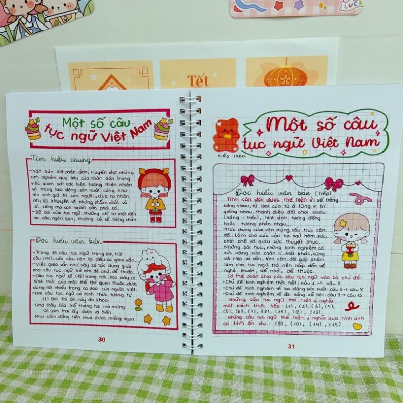 Sổ tay takenote Văn 7 đủ 3 chương trình mới nhất lò xo TẶNG STICKER CUTE VÀ NHÃN VỞ