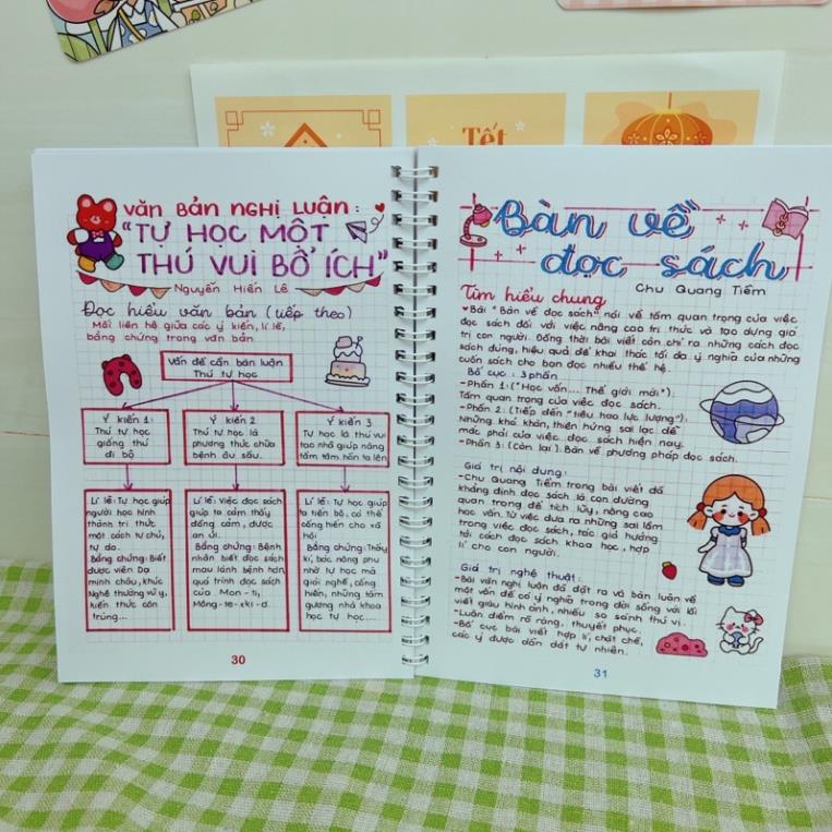 Sổ tay takenote Văn 7 đủ 3 chương trình mới nhất lò xo TẶNG STICKER CUTE VÀ NHÃN VỞ