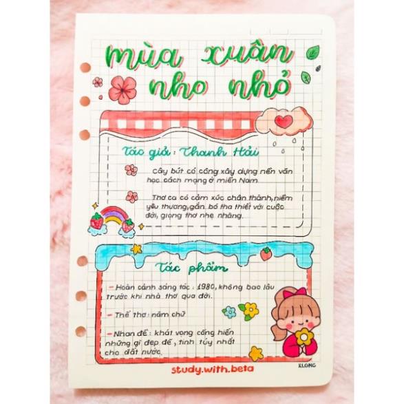 SỔ giấy lò xo trang trí sticker VĂN 9 TẶNG KÈM STICKER VÀ NHÃN VỞ