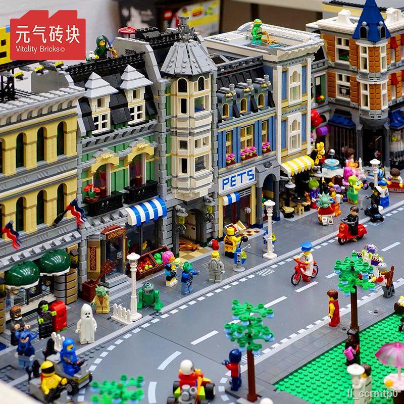 Tương thích với LEGO street view series khách sạn boutique đồn cảnh sát quán cà phê đầy đủ các tòa nhà đô thị khối tòa n