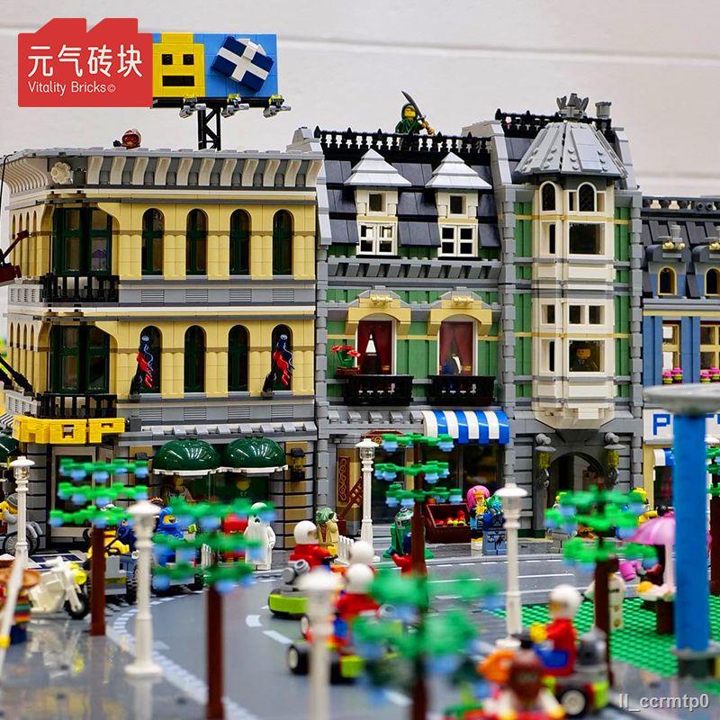 Tương thích với LEGO street view series khách sạn boutique đồn cảnh sát quán cà phê đầy đủ các tòa nhà đô thị khối tòa n