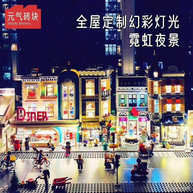 Tương thích với LEGO street view series khách sạn boutique đồn cảnh sát quán cà phê đầy đủ các tòa nhà đô thị khối tòa n