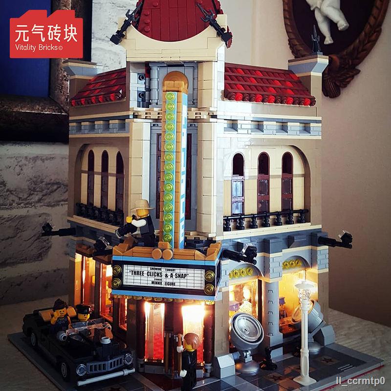 Tương thích với LEGO street view series khách sạn boutique đồn cảnh sát quán cà phê đầy đủ các tòa nhà đô thị khối tòa n
