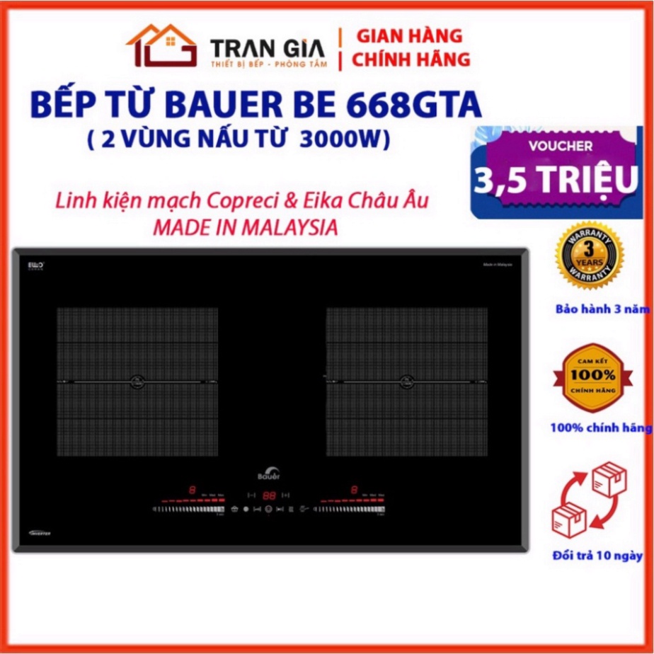 [ cam ơn quý khách đã quan tâm Miễn phí ship và lắp đặt Miễn phí ship và lắp đặt Bếp từ đôi Bauer BE 668GTA [Giảm 4,5 Tr